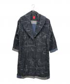 HaaT ISSEY MIYAKEハート イッセイ ミヤケ）の古着「混紡刺し子生地刺繍総柄ロングコート」｜ブラック