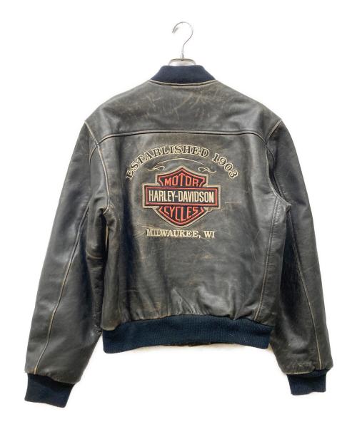 HARLEY-DAVIDSON（ハーレーダビッドソン）HARLEY-DAVIDSON (ハーレーダビッドソン) レザージャケット ブラック×ネイビー サイズ:Sの古着・服飾アイテム