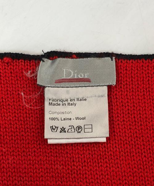 DIOR HOMME（ディオール オム）Dior Homme (ディオール オム) 三角マフラー レッド×ブラックの古着・服飾アイテム
