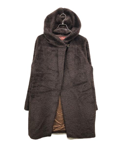 Max Mara Studio（マックスマーラ ストゥディオ）MAX MARA STUDIO (マックスマーラ ストゥディオ) シャギー フーデット コート ブラウン サイズ:40の古着・服飾アイテム