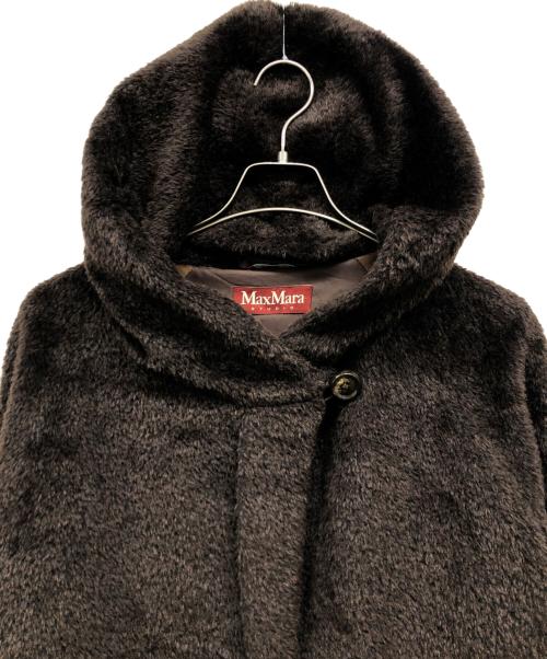 Max Mara Studio（マックスマーラ ストゥディオ）MAX MARA STUDIO (マックスマーラ ストゥディオ) シャギー フーデット コート ブラウン サイズ:40の古着・服飾アイテム