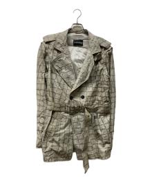 EMPORIO ARMANI（エンポリオ アルマーニ）の古着「クロコダイル型押しレザーコート」｜グレー
