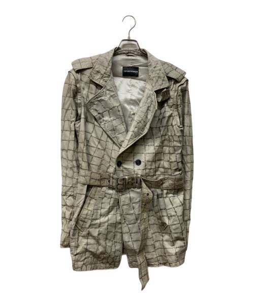 EMPORIO ARMANI（エンポリオ アルマーニ）EMPORIO ARMANI (エンポリオ アルマーニ) クロコダイル型押しレザーコート グレー サイズ:48の古着・服飾アイテム