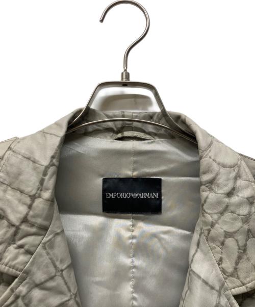 EMPORIO ARMANI（エンポリオ アルマーニ）EMPORIO ARMANI (エンポリオ アルマーニ) クロコダイル型押しレザーコート グレー サイズ:48の古着・服飾アイテム