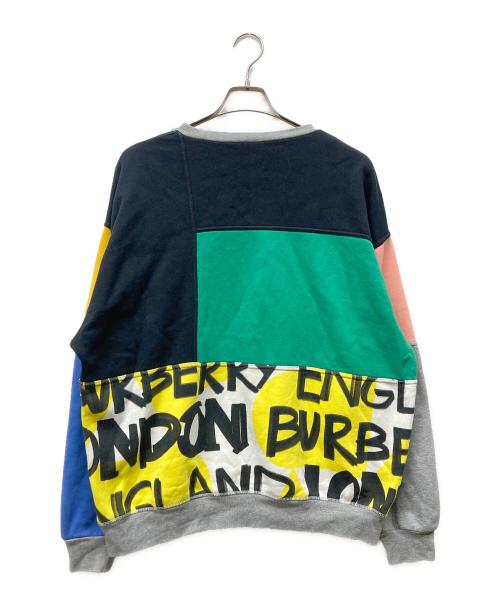 BURBERRY LONDON（バーバリーロンドン）BURBERRY LONDON (バーバリーロンドン) グラフィティプリント パッチワークデザインスウェット グレー サイズ:Lの古着・服飾アイテム