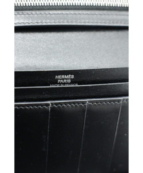 HERMES（エルメス）HERMES (エルメス) ボックスカーフ長財布 ブラック×シルバー サイズ:下記参照 ベアンスフレ - I刻印 2005年製の古着・服飾アイテム