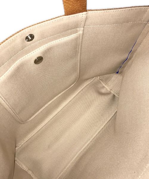 Herve Chapelier（エルベシャプリエ）Herve Chapelier (エルベシャプリエ) 舟形ハンドバッグ ブルー×ブラウンの古着・服飾アイテム