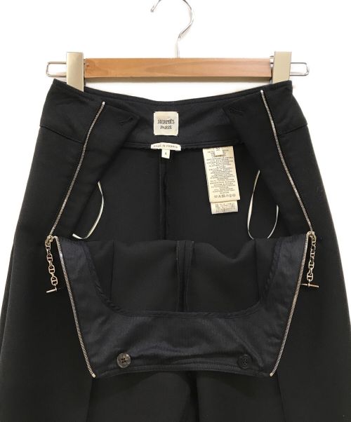 HERMES（エルメス）HERMES (エルメス) シェーヌダンクル ハイウエストフレアパンツ ブラック サイズ:Aの古着・服飾アイテム