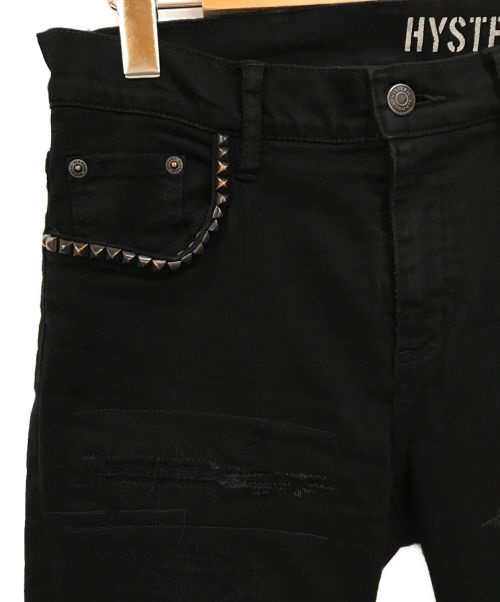 Hysteric Glamour（ヒステリックグラマー）Hysteric Glamour (ヒステリックグラマー) SPBR加工 ISKO ストレッチデニムスキニーパンツ ブラック サイズ:27の古着・服飾アイテム