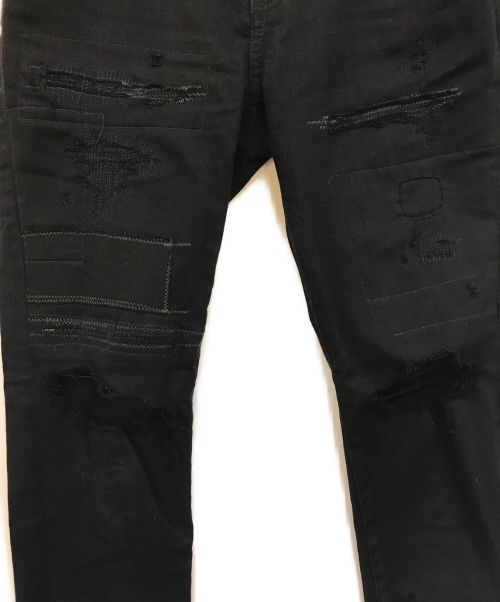 Hysteric Glamour（ヒステリックグラマー）Hysteric Glamour (ヒステリックグラマー) SPBR加工 ISKO ストレッチデニムスキニーパンツ ブラック サイズ:27の古着・服飾アイテム