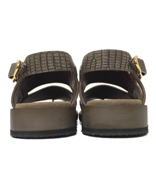 STELLA McCARTNEY（ステラマッカートニー）STELLA McCARTNEY (ステラマッカートニー) チェーントリムスクエアトゥクロコサンダル カーキ×ブラウン サイズ:36の古着・服飾アイテム