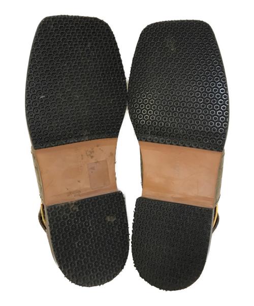 STELLA McCARTNEY（ステラマッカートニー）STELLA McCARTNEY (ステラマッカートニー) チェーントリムスクエアトゥクロコサンダル カーキ×ブラウン サイズ:36の古着・服飾アイテム