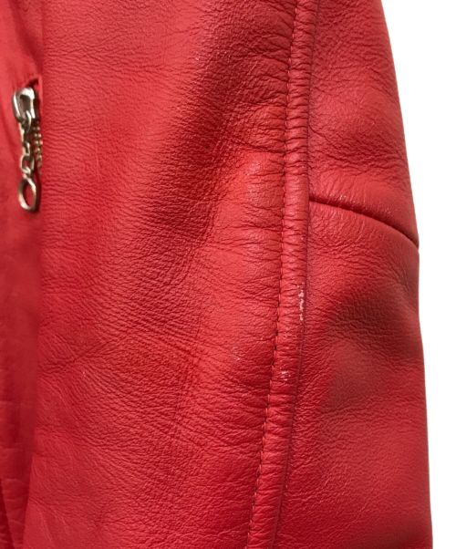 DOWBL（ダブル）DOWBL (ダブル) ライダースジャケット レッド サイズ:42の古着・服飾アイテム