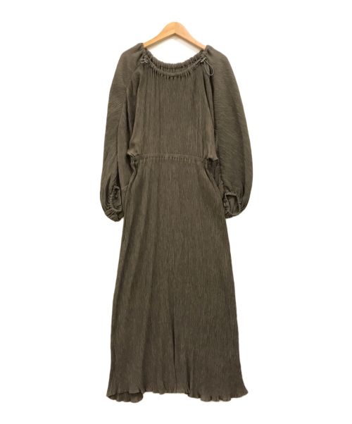 pinue（ピヌエ）pinue (ピヌエ) プリーツワンピース ブラウン サイズ:Sの古着・服飾アイテム