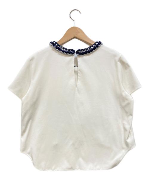 CHANEL（シャネル）CHANEL (シャネル) チェーンカラーカットソー ホワイト×ネイビー サイズ:38の古着・服飾アイテム