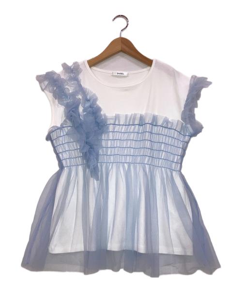 Snidel（スナイデル）Snidel (スナイデル) チュールドッキングカットソー スカイブルー サイズ:Fの古着・服飾アイテム