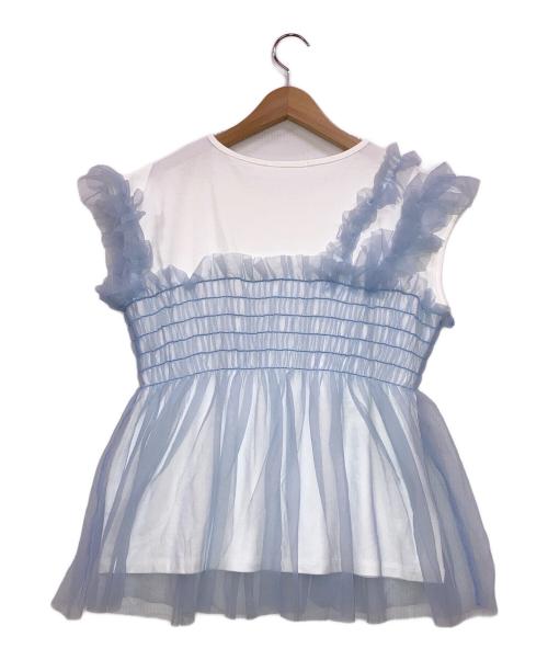 Snidel（スナイデル）Snidel (スナイデル) チュールドッキングカットソー スカイブルー サイズ:Fの古着・服飾アイテム