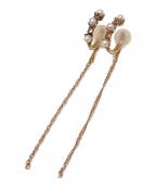 eteエテ）の古着「ロイヤルブルームーンストーン バックチェーンイヤリング」｜ピンク