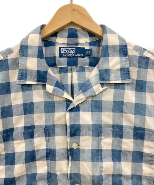 POLO RALPH LAUREN（ポロ・ラルフローレン）POLO RALPH LAUREN (ポロ・ラルフローレン) チェックオープンカラーシャツ ブルー×ホワイト サイズ:Lの古着・服飾アイテム