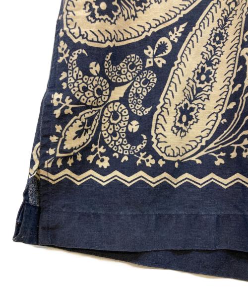 POLO RALPH LAUREN（ポロ・ラルフローレン）POLO RALPH LAUREN (ポロ・ラルフローレン) CALDWELL ペルシャ柄リネンシルクオープンカラーシャツ ネイビー×ベージュ サイズ:Mの古着・服飾アイテム