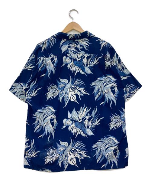 Duke Kahanamoku（デュークカハナモク）Duke Kahanamoku (デュークカハナモク) INDIGO SACRED GARDEN アロハシャツ ネイビー サイズ:Lの古着・服飾アイテム