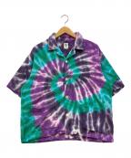 South2 West8サウスツー ウエストエイト）の古着「Cabana Shirt -Cotton Pile/Tie Dye カバナシャツ」｜パープル×グリーン