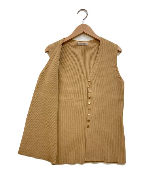Conte（コンテ）Conte (コンテ) リブ Vネック ノースリーブニット ベージュ サイズ:下記参照の古着・服飾アイテム