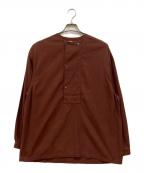 E.TAUTZイートーツ）の古着「DB COLLARLESS SHIRT」｜ブラウン