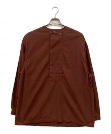 E.TAUTZ（イートーツ）の古着「DB COLLARLESS SHIRT」｜ブラウン