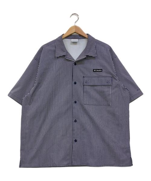Columbia（コロンビア）Columbia (コロンビア) オウルリッジ ショートスリーブシャツ ネイビー×ホワイト サイズ:Lの古着・服飾アイテム