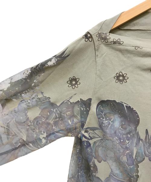 TOKUKO1erVOL（トクコプルミエヴォル）TOKUKO1erVOL (トクコプルミエヴォル) 民族舞踏デザイン総柄シアーブラウス グレー サイズ:9の古着・服飾アイテム