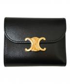 CELINEセリーヌ）の古着「スモール フラップウォレット トリオンフ」｜ブラック