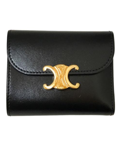 CELINE（セリーヌ）CELINE (セリーヌ) スモール フラップウォレット トリオンフ ブラックの古着・服飾アイテム