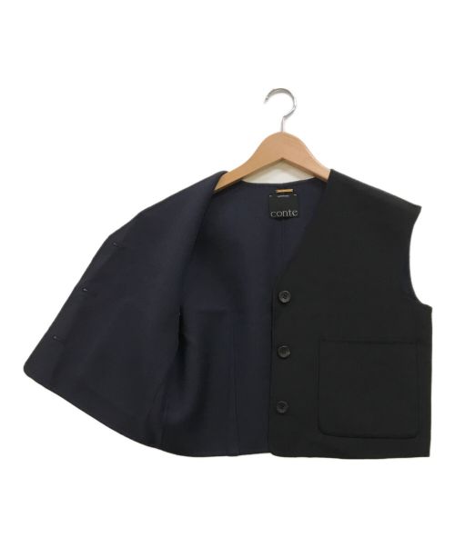 Conte（コンテ）Conte (コンテ) リバー ベスト ブラック×ネイビー サイズ:下記参照の古着・服飾アイテム