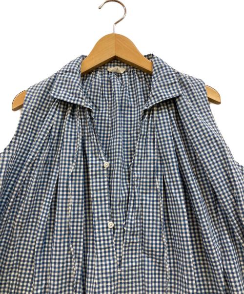 45R（フォーティファイブ・アール）45R (フォーティファイブ・アール) タックギャザーブラウスワンピース ブルー サイズ:1の古着・服飾アイテム