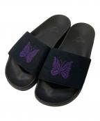 Needles×BEAMS BOYニードルズ×ビームスボーイ）の古着「BEAMS BOY 別注 Papillon Emblem Sandals サンダル」｜ブラック×パープル