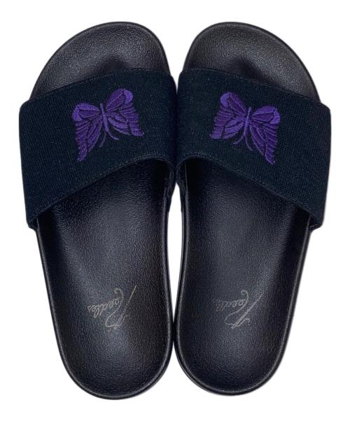 Needles（ニードルズ）Needles (ニードルズ) BEAMS BOY (ビームスボーイ) BEAMS BOY 別注 Papillon Emblem Sandals サンダル ブラック×パープル サイズ:38の古着・服飾アイテム