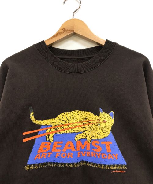 BEAMS T（ビームス ティー）BEAMS T (ビームスティー) 別注 HIROTTON / ART FOR EVERYDAY LOGO CREWNECK SWEAT ブラウン サイズ:XLの古着・服飾アイテム