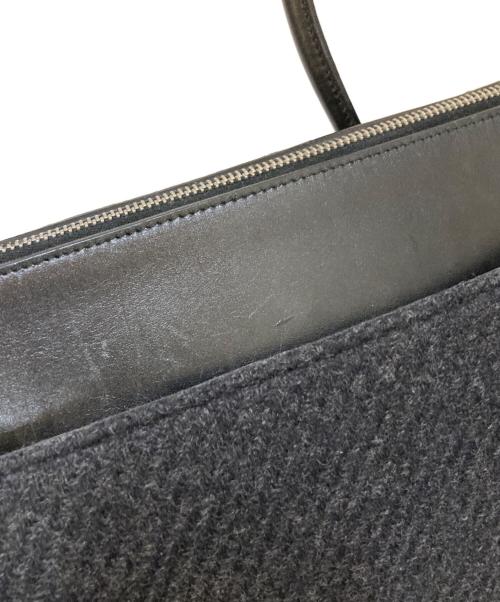 PRADA（プラダ）PRADA (プラダ) ウールレザー切替トートバッグ グレー×ブラックの古着・服飾アイテム