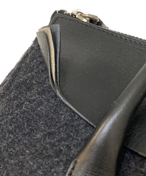 PRADA（プラダ）PRADA (プラダ) ウールレザー切替トートバッグ グレー×ブラックの古着・服飾アイテム