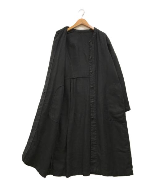 nest Robe（ネストローブ）nest Robe (ネストローブ) リネンノーカラーコート ブラック サイズ:下記参照の古着・服飾アイテム