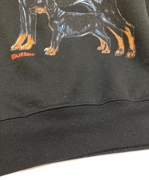 butter（バター）butter (バター) ロットワイラー プリントスウェット ブラック サイズ:Mの古着・服飾アイテム