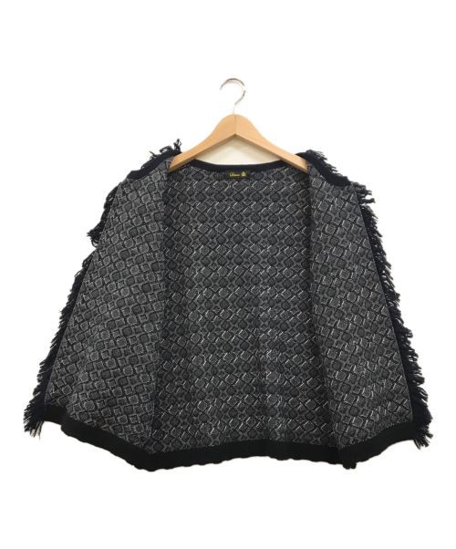 DRAWER（ドゥロワー）DRAWER (ドゥロワー) ムートンポケット ウールカシミヤニットジャケット ホワイト×ネイビー サイズ:下記参照の古着・服飾アイテム