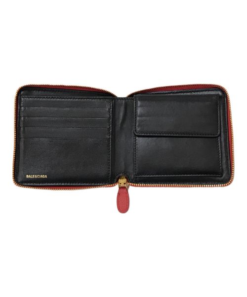 BALENCIAGA（バレンシアガ）BALENCIAGA (バレンシアガ) ラウンドジップウォレット レッドの古着・服飾アイテム