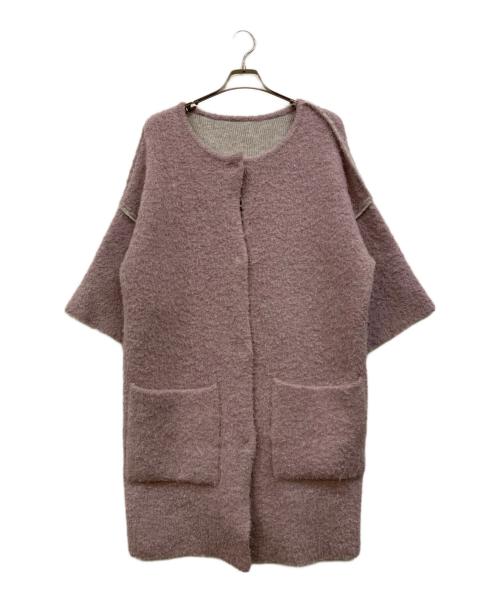 NINE（ナイン）NINE (ナイン) リバーシブルニットコート ピンク サイズ:Ｆの古着・服飾アイテム