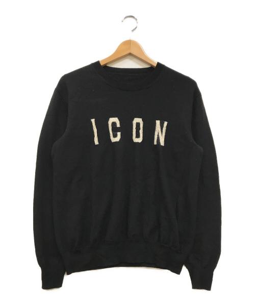 DSQUARED2（ディースクエアード）DSQUARED2 (ディースクエアード) フロントロゴニット ブラック サイズ:Lの古着・服飾アイテム