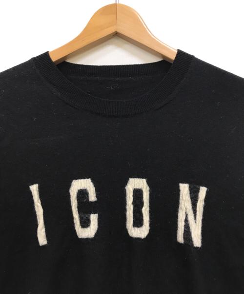 DSQUARED2（ディースクエアード）DSQUARED2 (ディースクエアード) フロントロゴニット ブラック サイズ:Lの古着・服飾アイテム