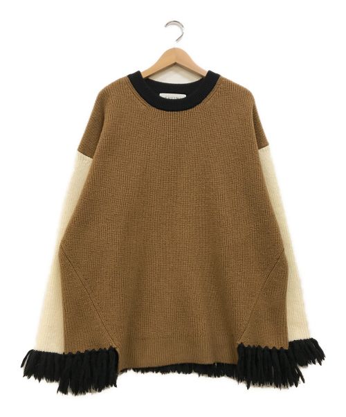 CULLNI（クルニ）CULLNI (クルニ) Fringe Sleeve&Hem Knit ニット ベージュ サイズ:2の古着・服飾アイテム