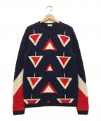 MONCLERモンクレール）の古着「総柄ウールニット」｜ネイビー