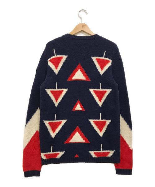 MONCLER（モンクレール）MONCLER (モンクレール) 総柄ウールニット ネイビー サイズ:Mの古着・服飾アイテム